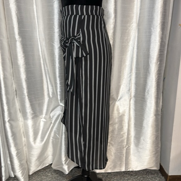 Blue Rain High Low Striped Wrap Lined Women’s M Polyester Midi Skirt Made in USA - Picture 4 of 8